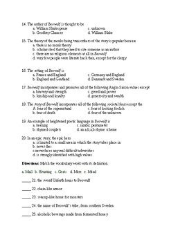 Beowulf Unit Test Answer Key PDF