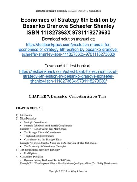 Besanko Economics Of Strategy Solutions To Questions Doc