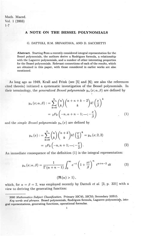 Bessel Polynomials 1st Edition Doc