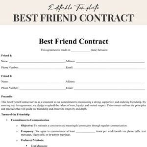Best Friend Contract Template