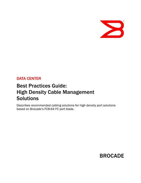 Best Practices Guide High Density Cable Management Solutions Epub