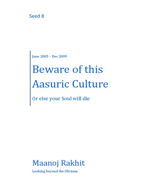 Beware of This Aasuric Culture Or Else Your Soul Will Die Reader