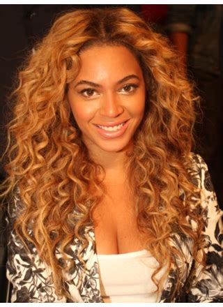 Beyonce Knowles Multi-layered 100% Human Hair Long Wavy Glueless Lace Front Wig about 22 Inches