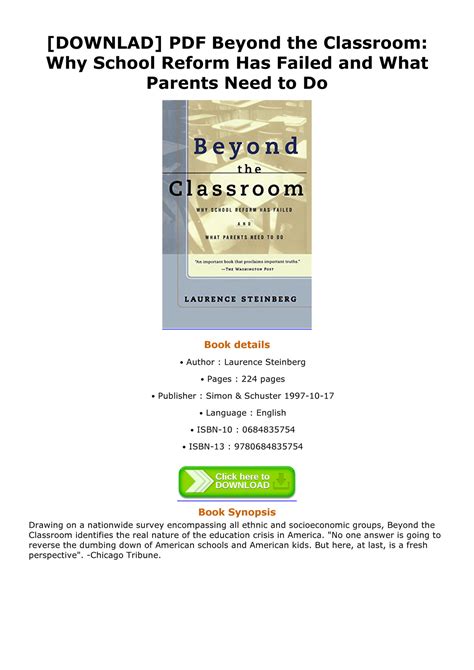Beyond the Classroom Why School Reform Has Failed and What Parents Need to Do Epub