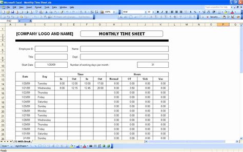 Bi Monthly Timesheet Template