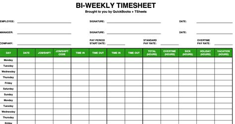 Bi Weekly Timesheet Template Excel Free Download