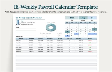 Bi-weekly Payroll Schedule