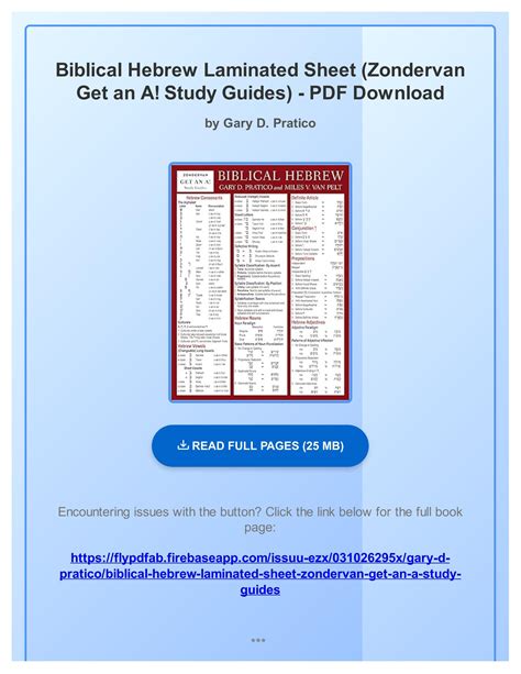 Biblical Hebrew Laminated Sheet Zondervan Get an A Study Guides Doc