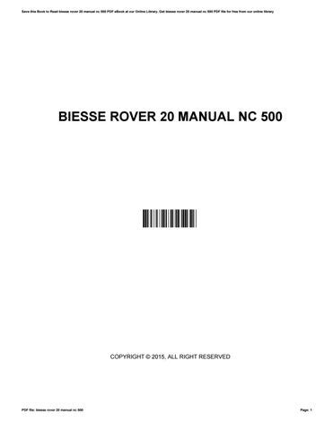 Biesse Rover 20 Manual Nc 500 Ebook PDF