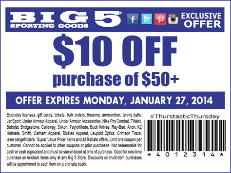 Big 5 Coupons In Store Printable