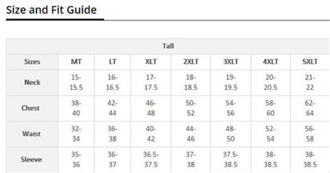 Big And Tall Pants Size Chart
