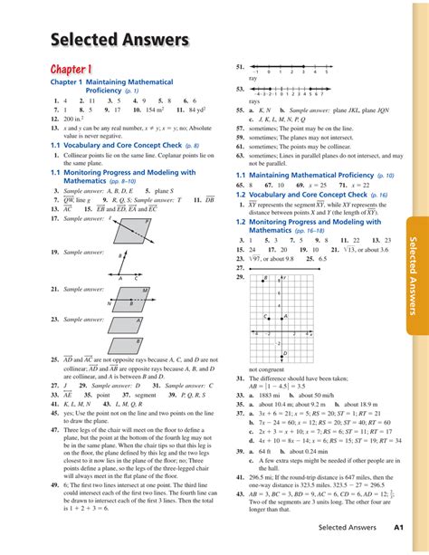 Big Ideas Math Selected Answers PDF