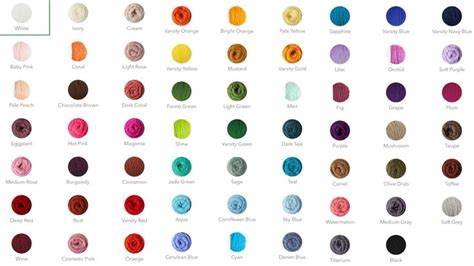 Big Twist Yarn Color Chart