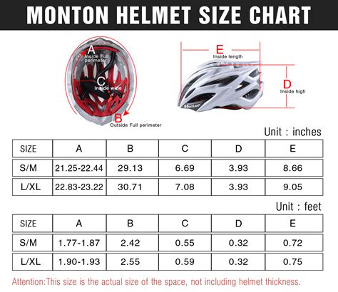 Bike Helmet Sizes Chart