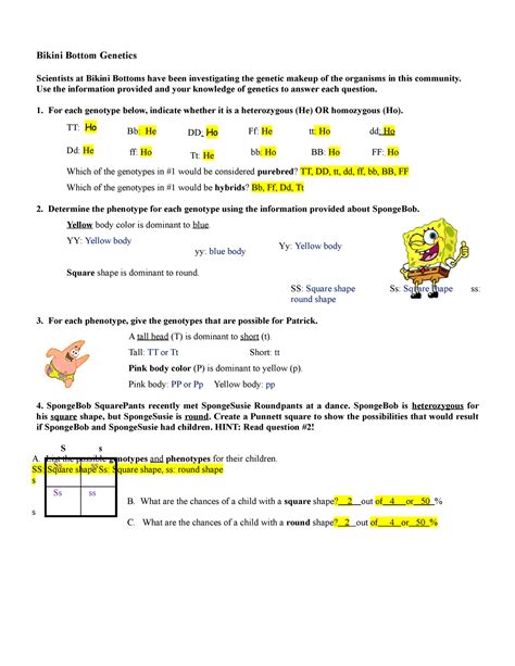 Bikini Bottom Genetics Answer Key Kindle Editon