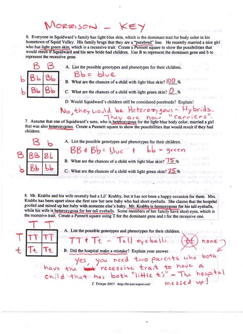 Bikini Bottom Genetics Worksheet Answer Key Reader