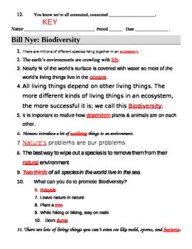 Bill Nye Biodiversity Worksheet Answers Reader