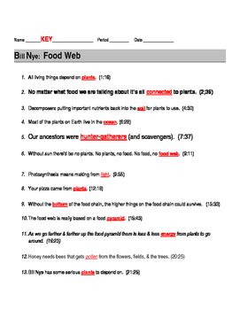 Bill Nye Food Web Answer Key Kindle Editon