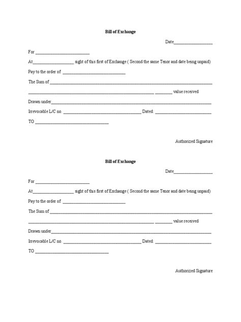 Bill Of Exchange Template