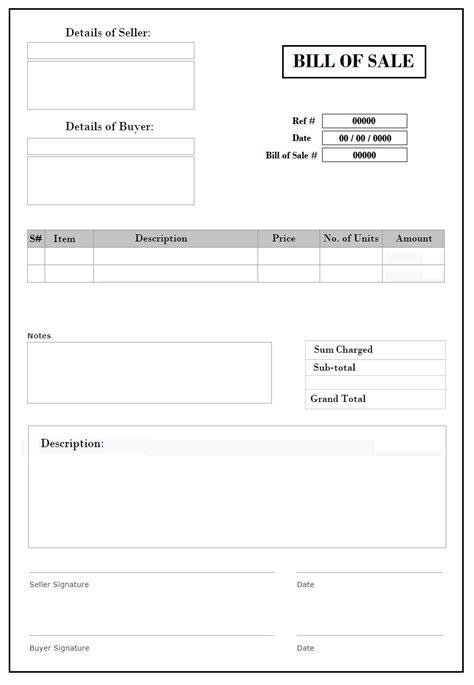Bill Of Sale Template Word