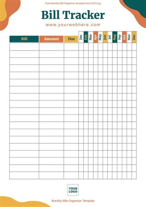 Bill Organizer Template