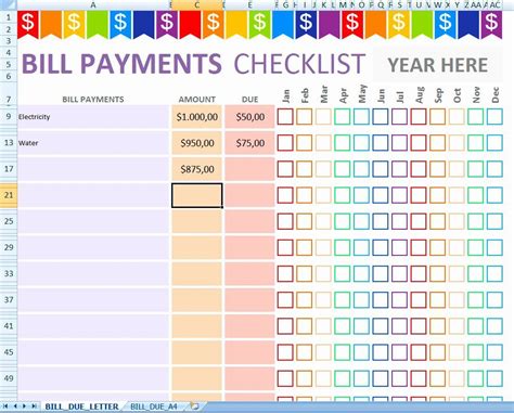 Bill Payment Tracker Template