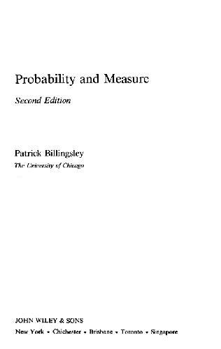 Billingsley Probability And Measure Solutions PDF