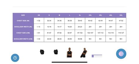 Binder Size Chart Gc2b