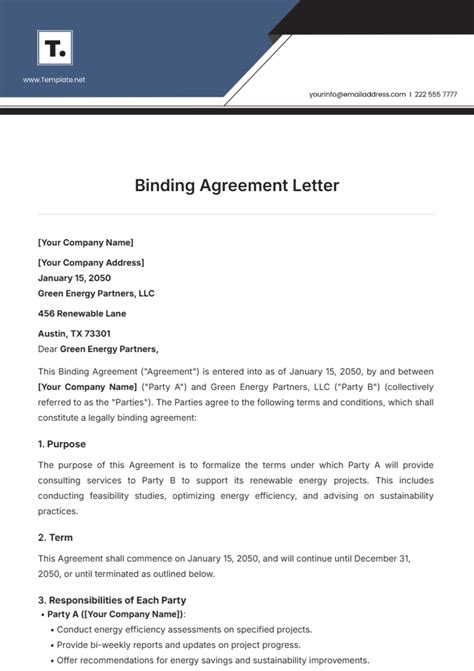Binding Agreement Template