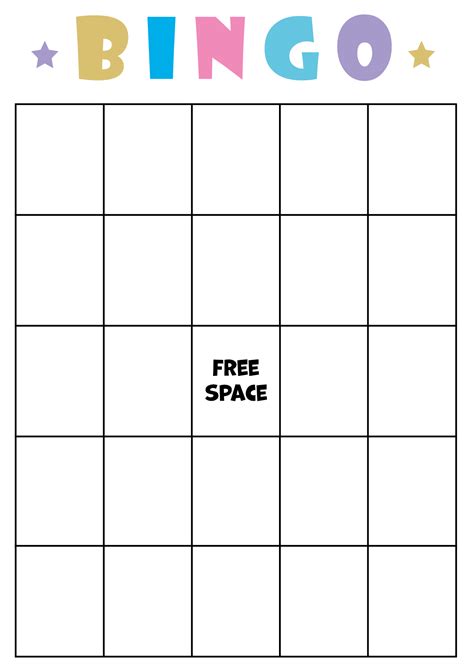 Bingo Card Template Free Printable