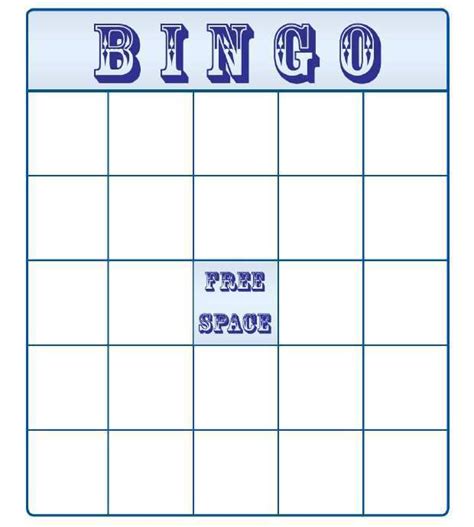 Bingo Card Word Template
