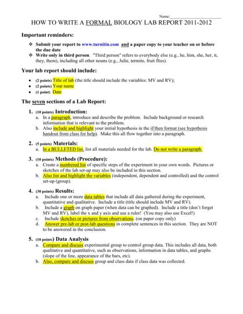 Bio Lab Report Sample: A Comprehensive Guide