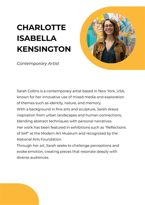 Bio Template For Artist