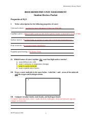 Biochemistry Unit Assessment Student Review Packet Answers Doc