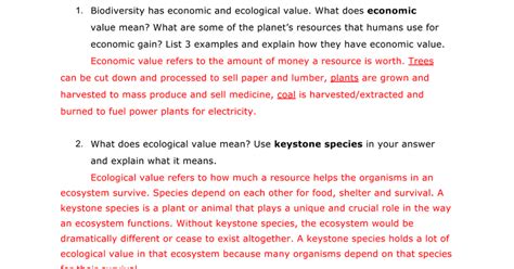 Biodiversity And Human Impact Webquest Answers Doc