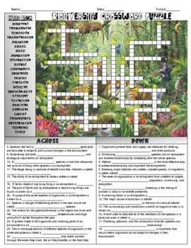 Biodiversity Crosswords With Answer Key Epub