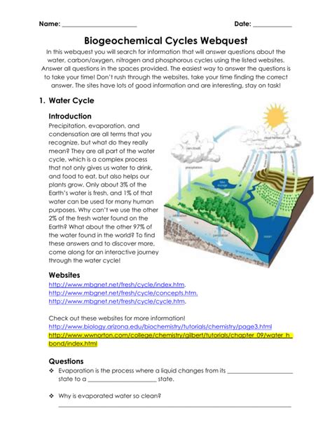 Biogeochemical Cycle Webquest Answer Key Doc