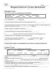 Biogeochemical Cycles Study Guide Answer Key Doc