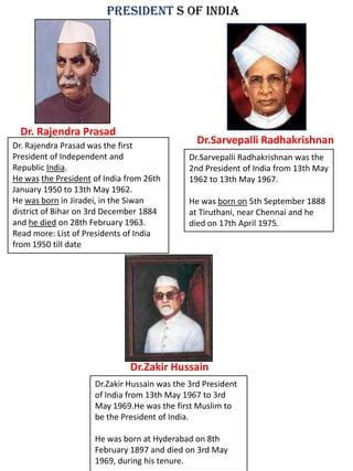 Biographies of the First Three Presidents of India Doc