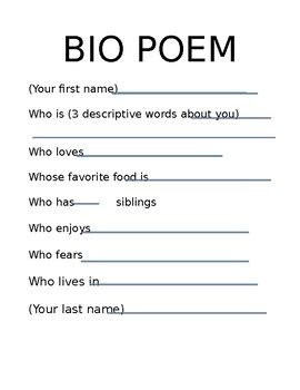 Biography Poem Template