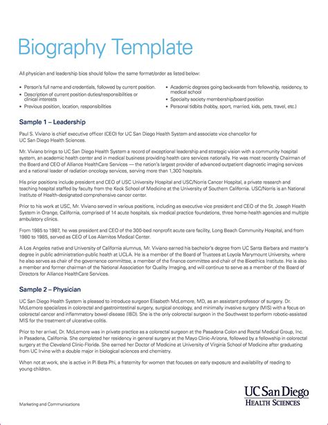 Biography Template Free Download