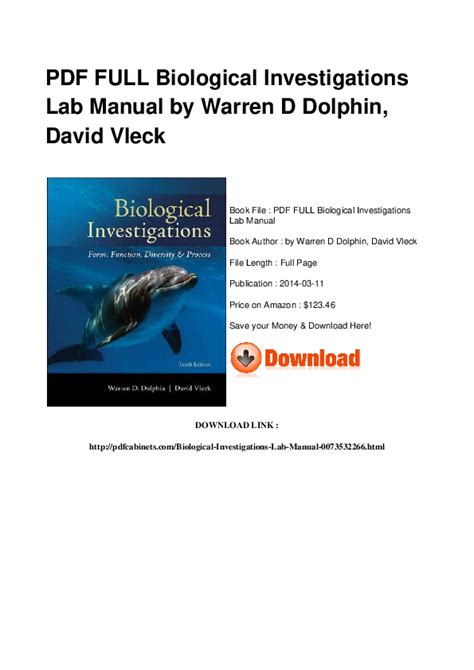 Biological Investigations Lab Manual Ebook Epub