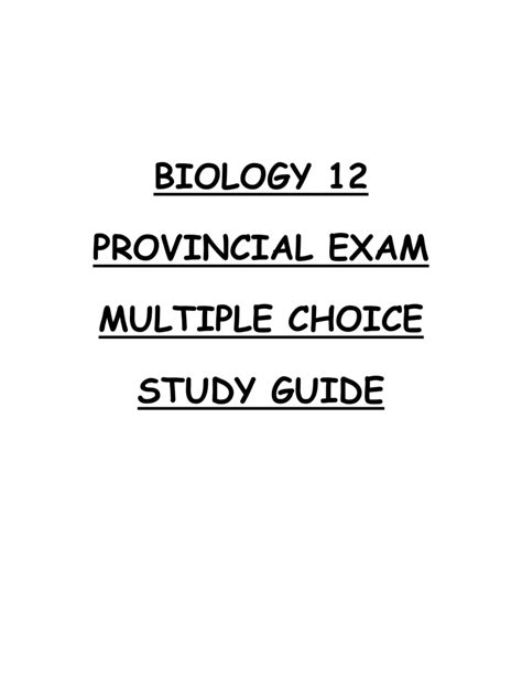 Biology 12 Provincial Exam Study Guide Answer Epub