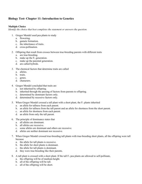 Biology Ch 11 Assessment Answers Doc