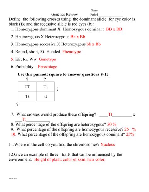 Biology Corner Genetics Answer Key PDF