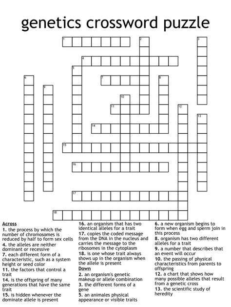 Biology Dna Genes Crossword Puzzle Answers Epub