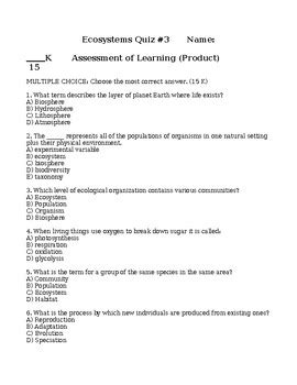 Biology Ecology Ecosystem Answers Doc