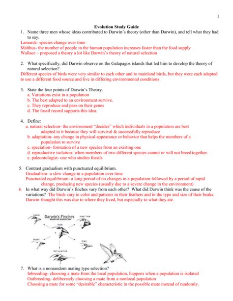 Biology Evolution Study Guide Answers Doc