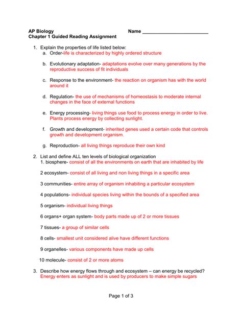 Biology Guided Assignment Answers Epub