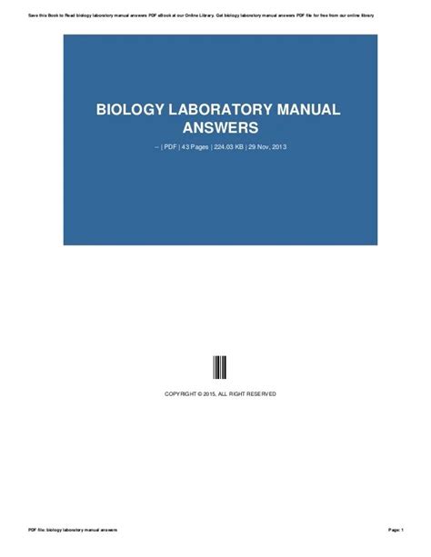 Biology Laboratory Manual Answers Epub